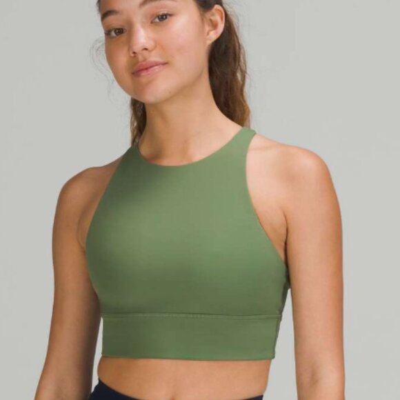 Lululemon Energy Bra High-Neck Longline Tough *Medium Support, B–D Cups Green Tw - Picture 1 of 5